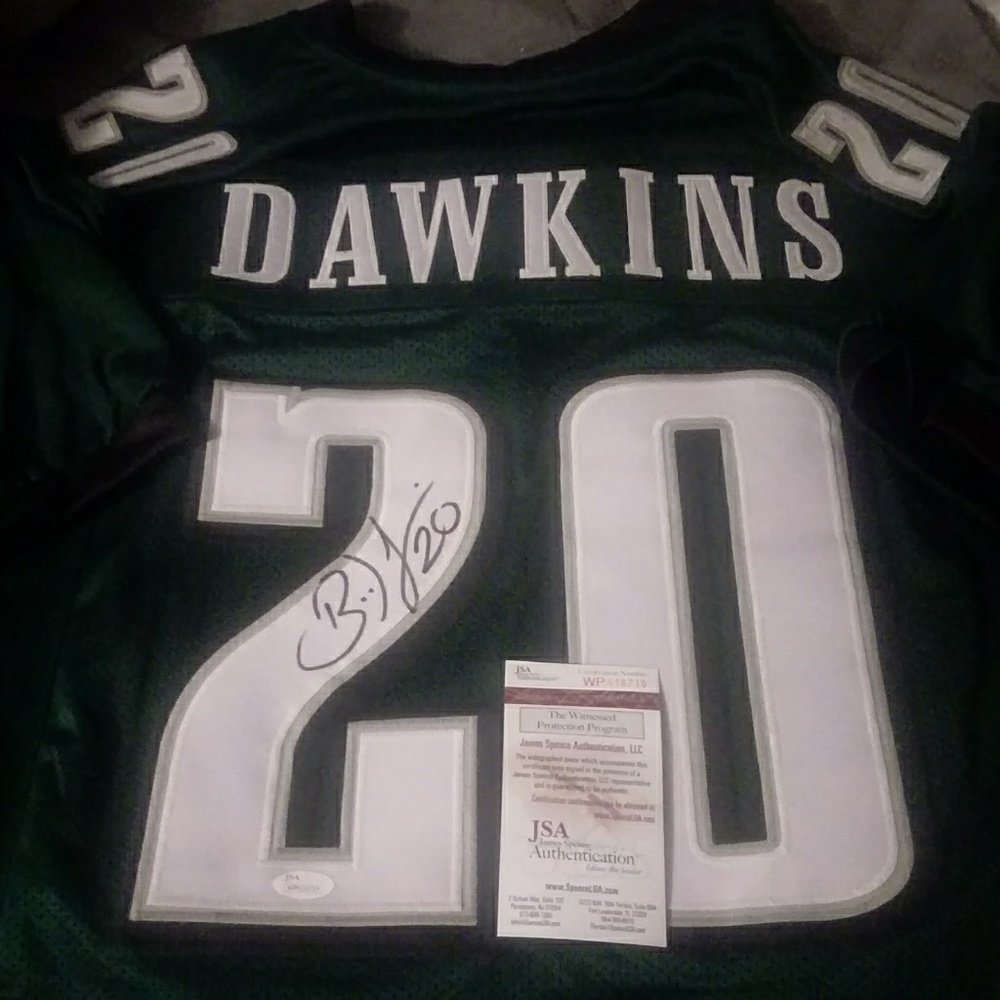 Brian dawkins Hof football player signed jersey